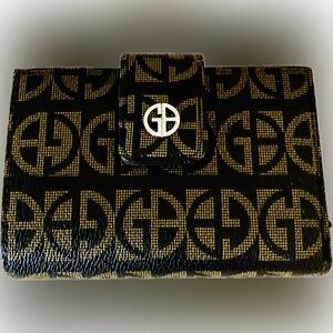 GIANI BERNINI DARK BROWN SIGNATURE BLOCK LOGO WALLET